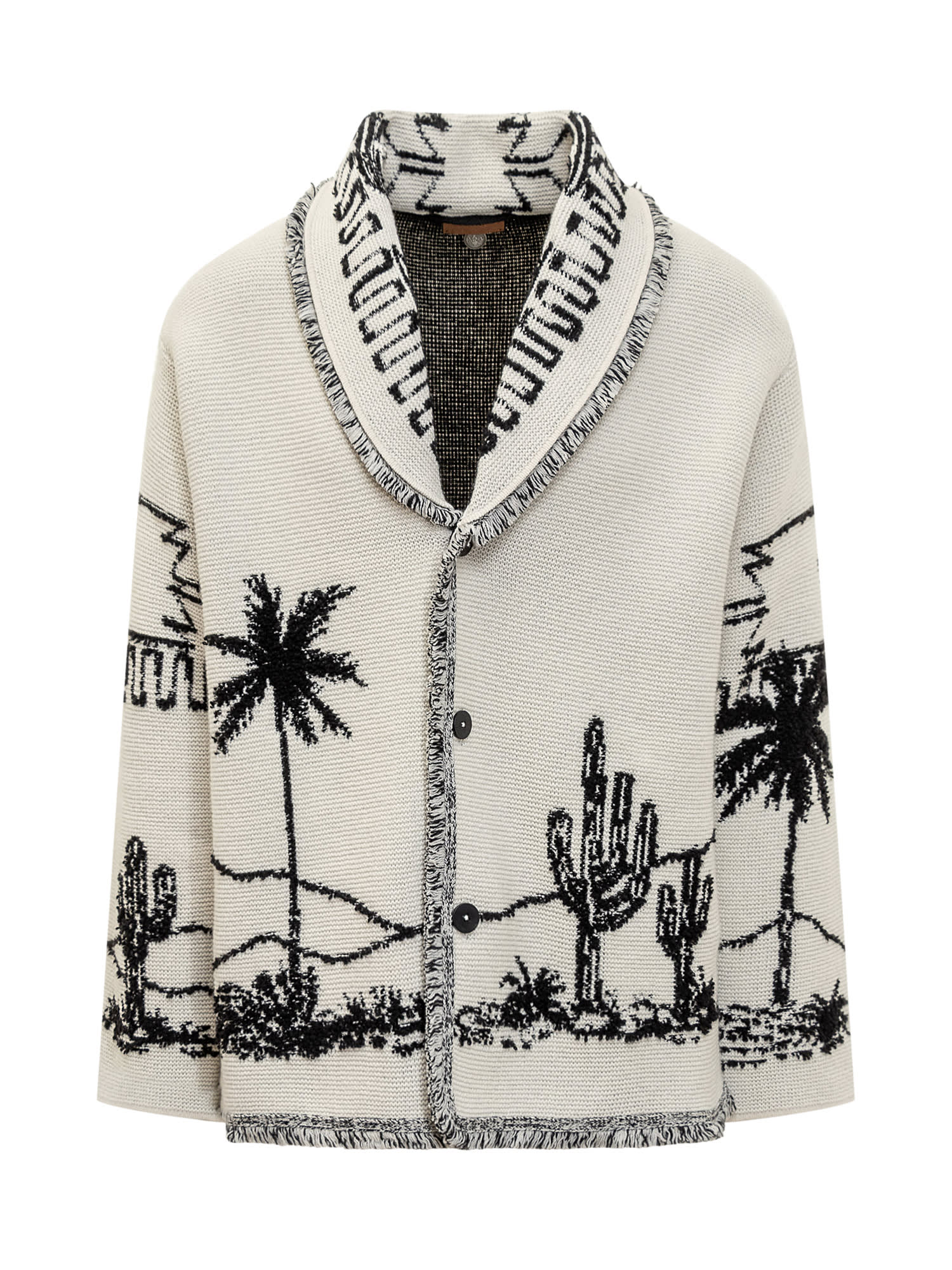 Shop Alanui The Desert Cardigan In White/black