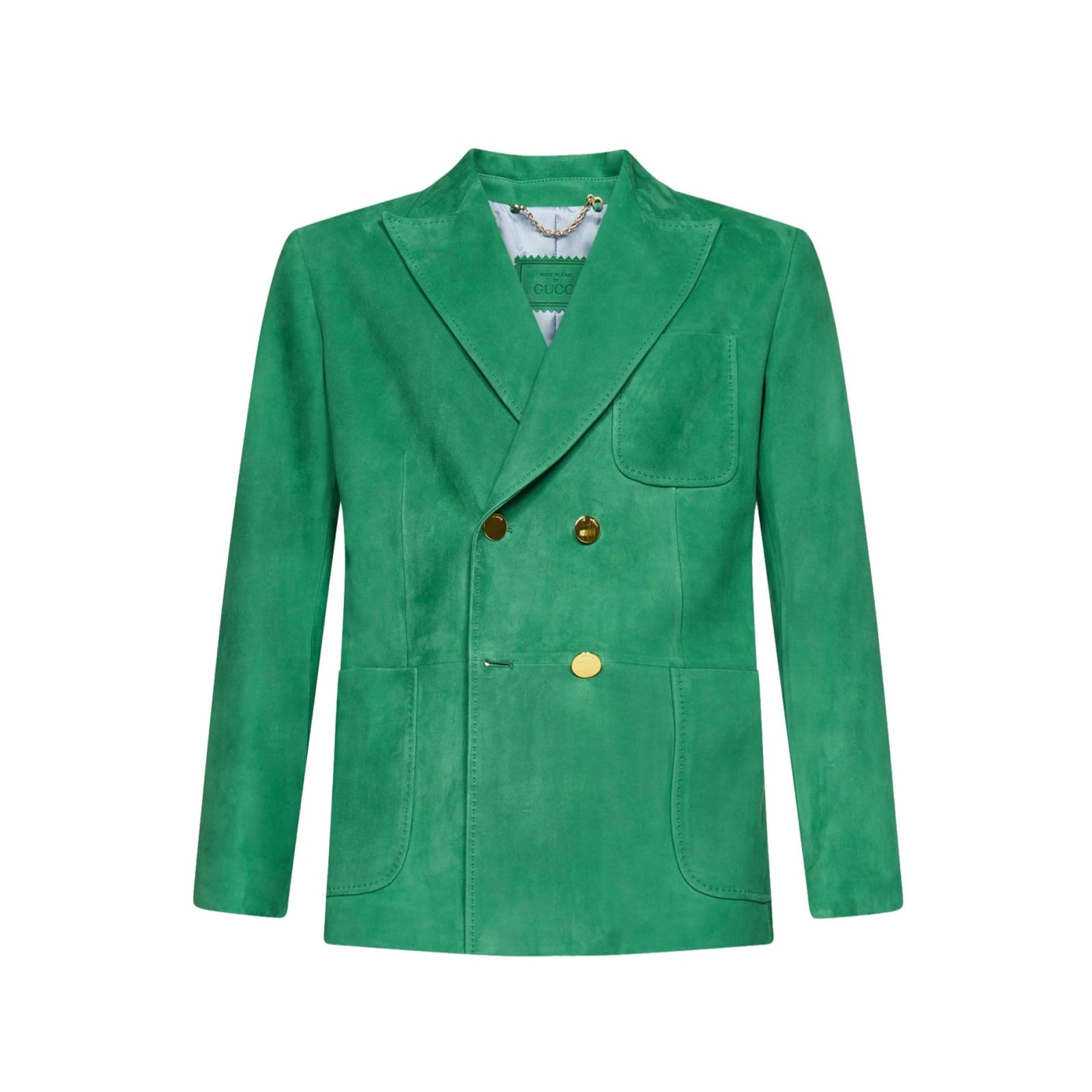 Shop Gucci Suede Jacket In Green