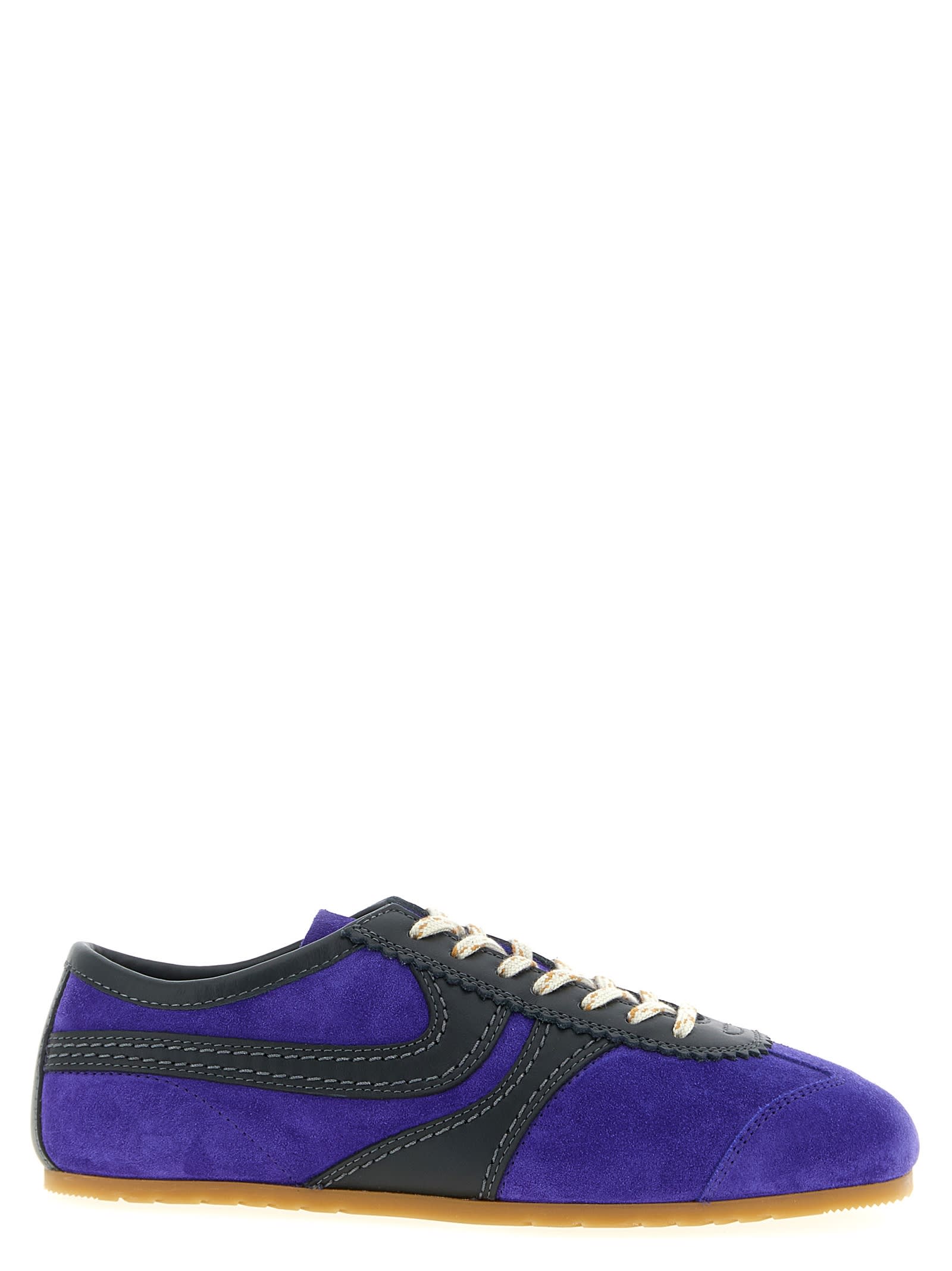 Dries Van Noten Suede Panel Sneakers Rubber Sole In Purple