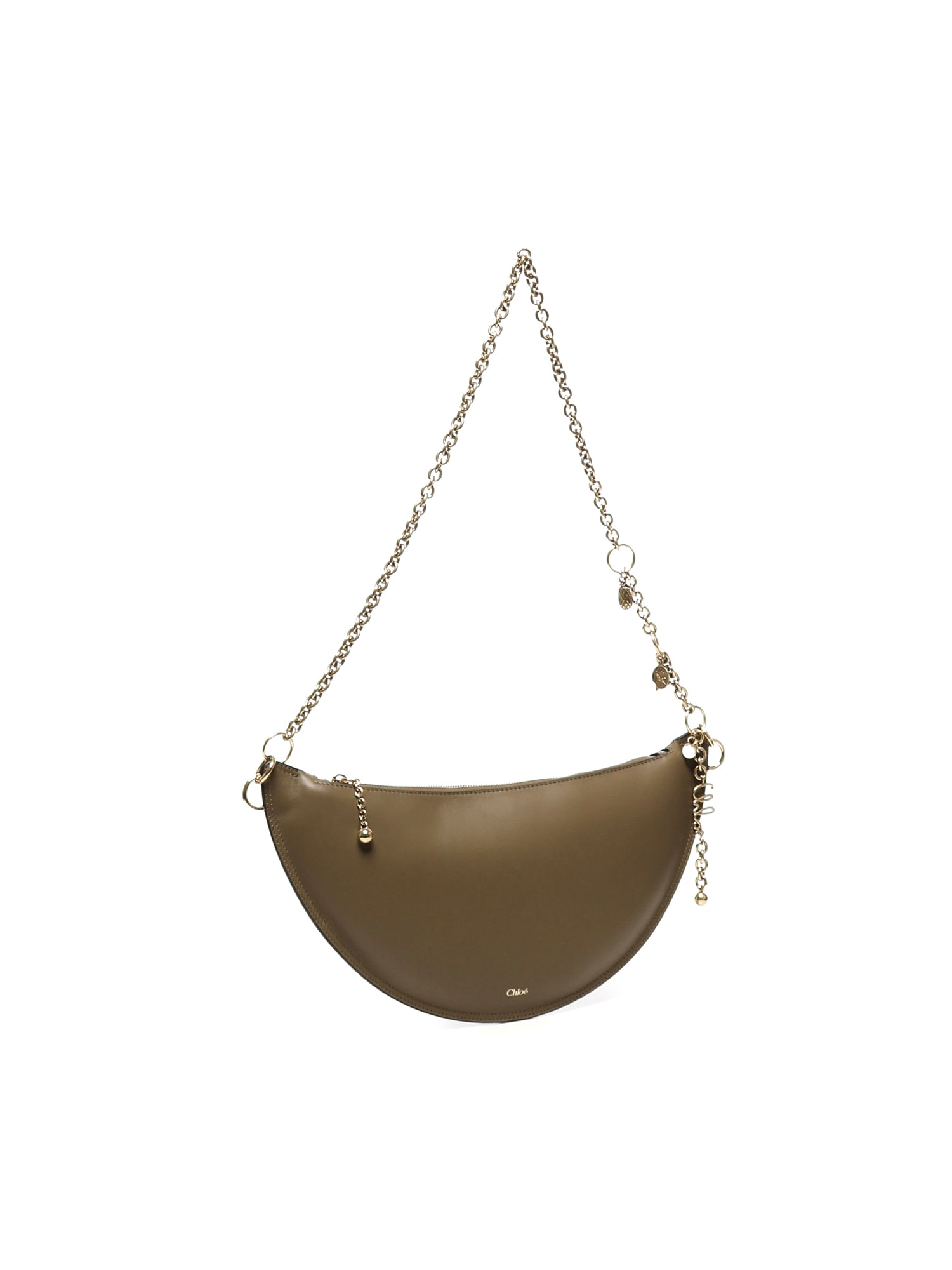 Chloé Crescent Chain Shoulder Bag In Green