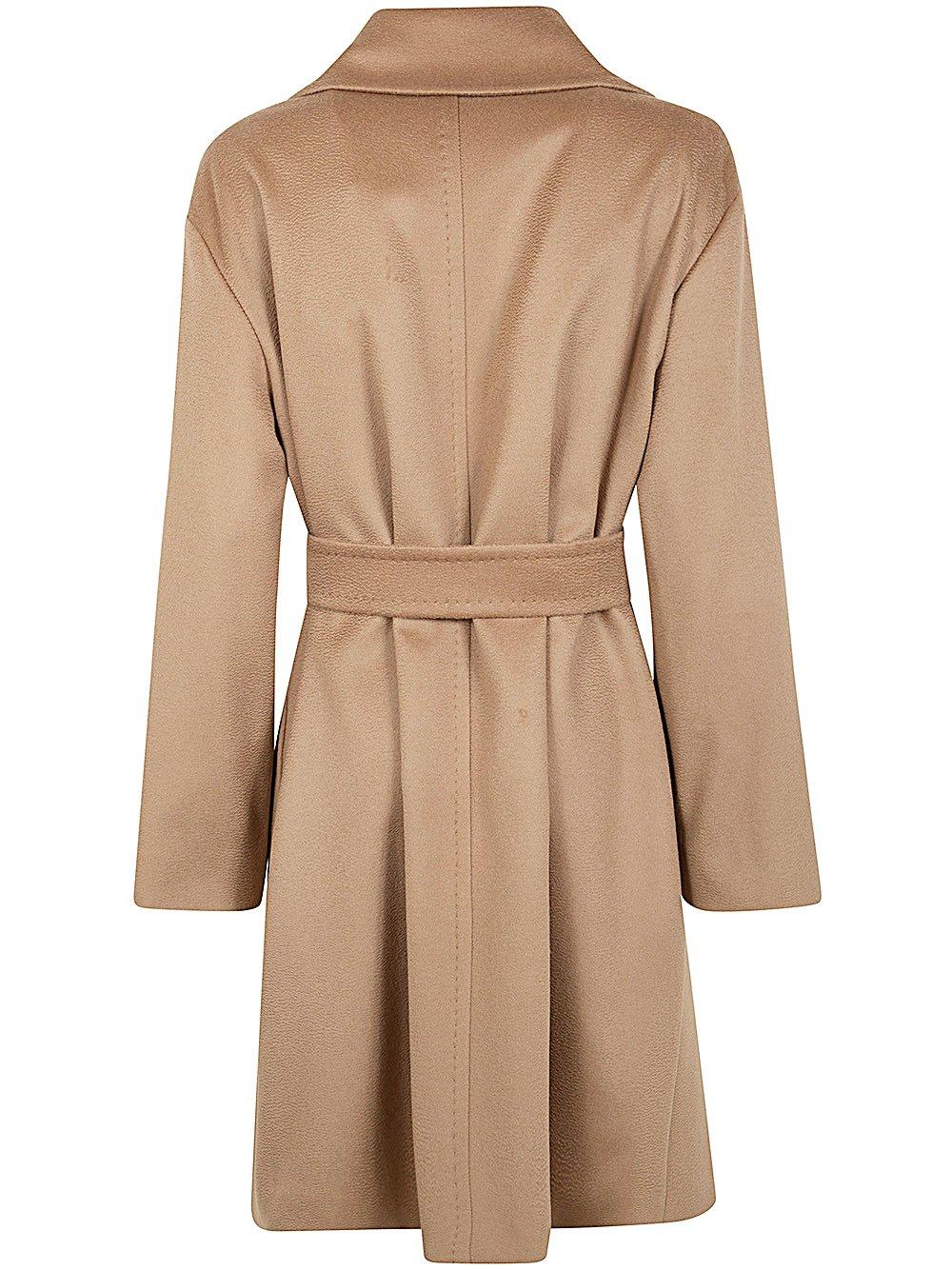 Shop Max Mara Belted Long-sleeved Coat In Cammello