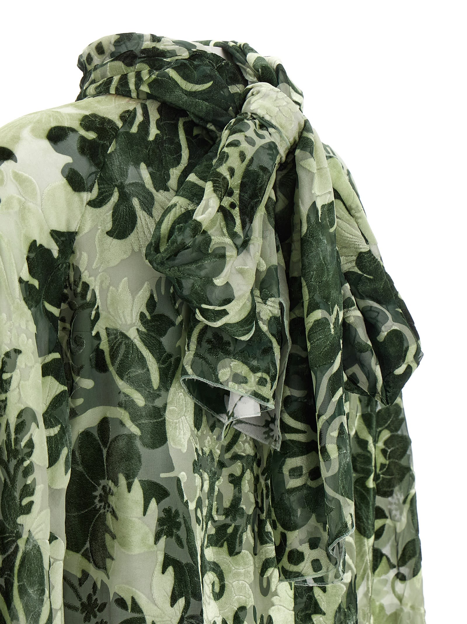 F.r.s For Restless Sleepers Printed Silk Blouse In Green