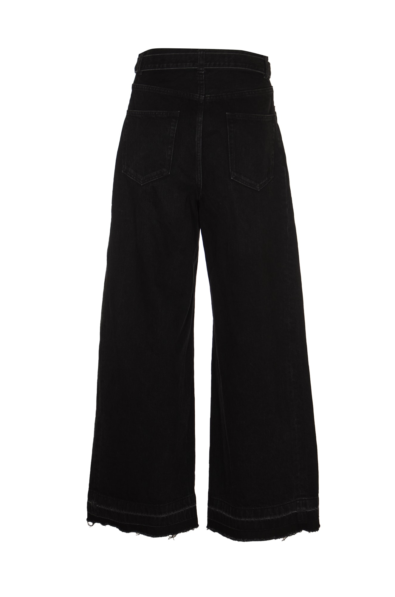 Shop Sacai Belted Jeans In Black