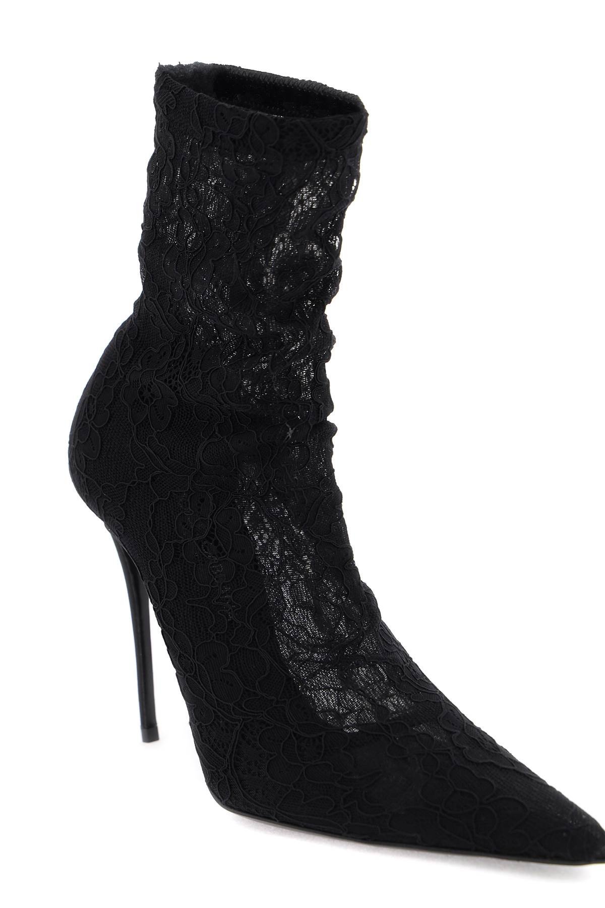 Dolce & Gabbana Lollo Lace And Leather Ankle Boots In Black