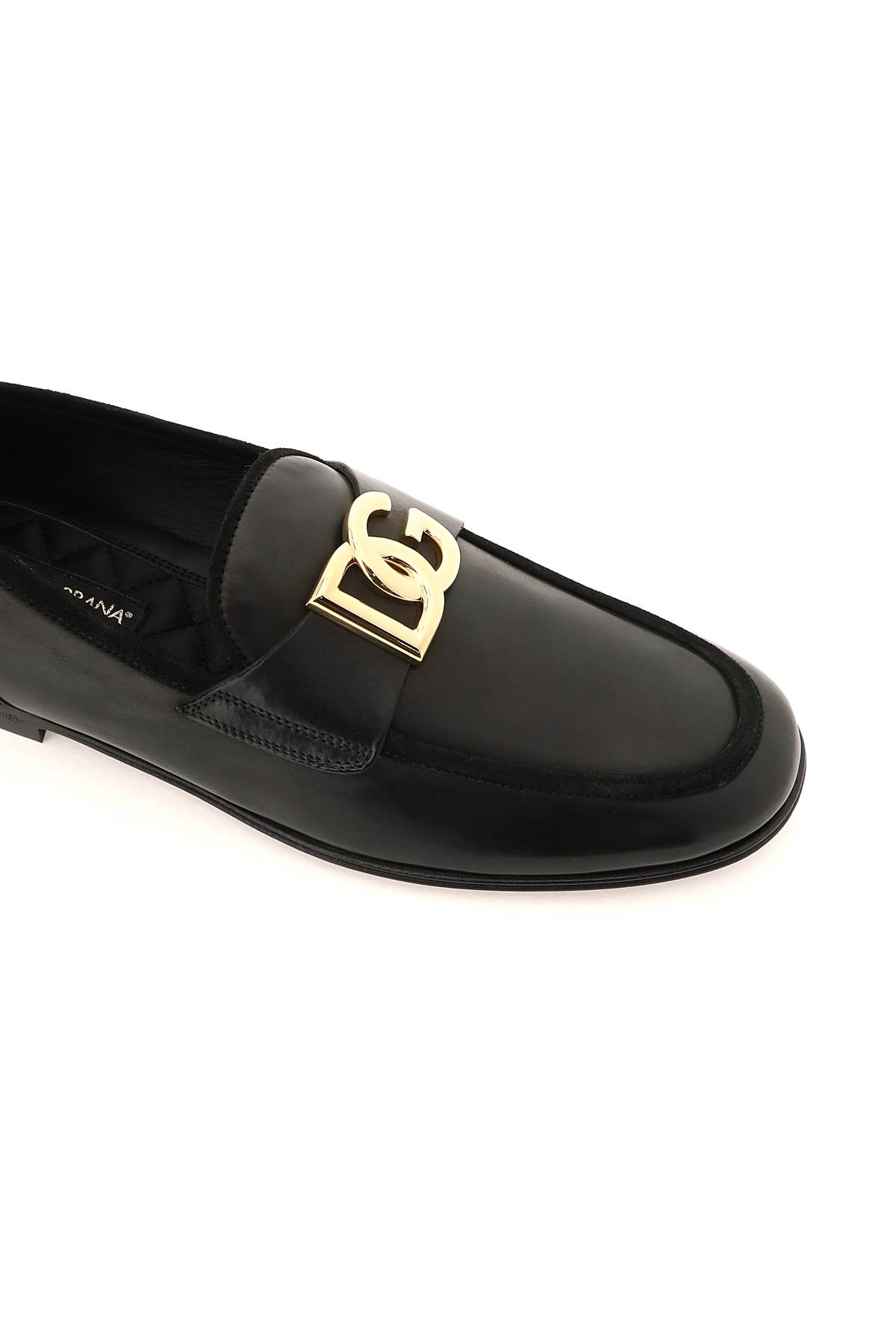 Shop Dolce & Gabbana Leather Ariosto Slippers Loafers In Nero