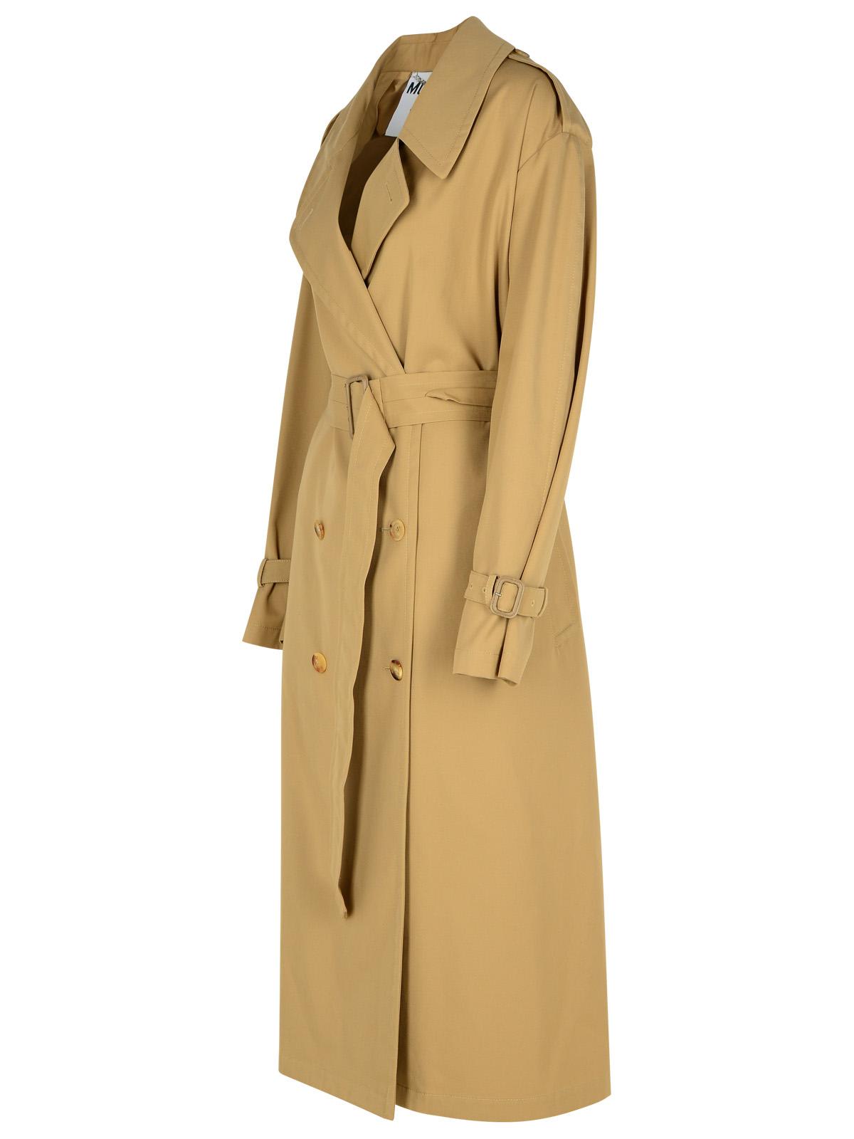 Shop Moschino Beige Polyester Blend Coat