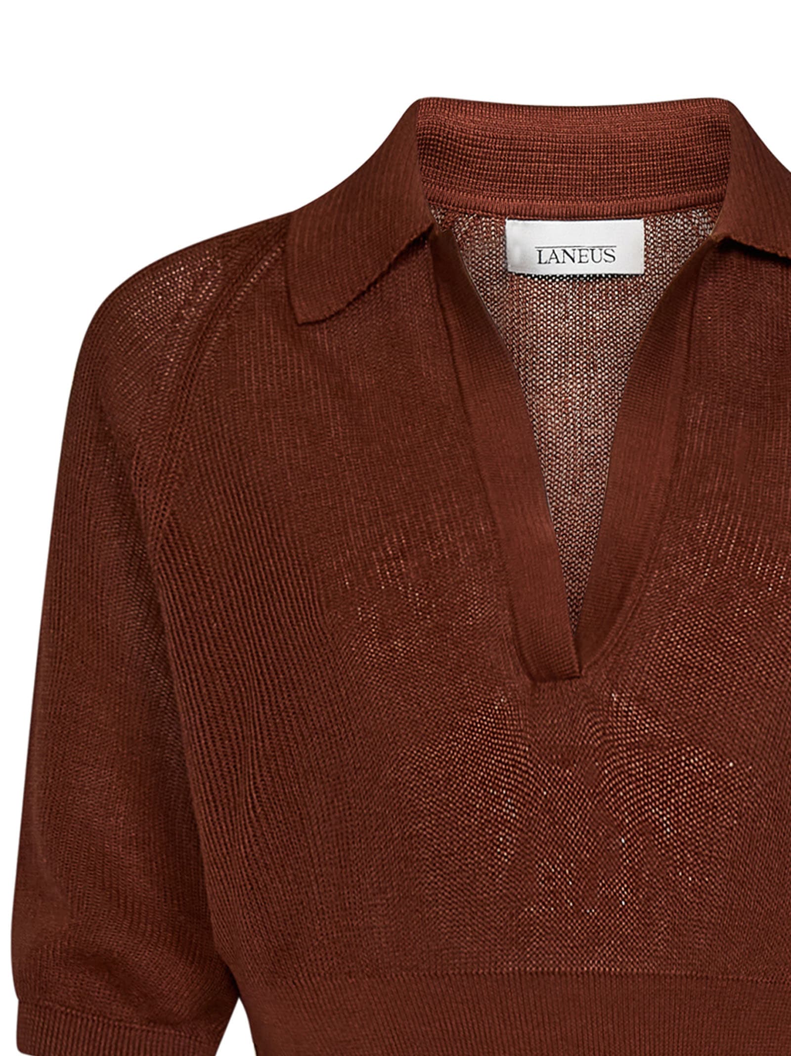 Laneus Woman Sweater Brown Size 6 Cotton In Nero