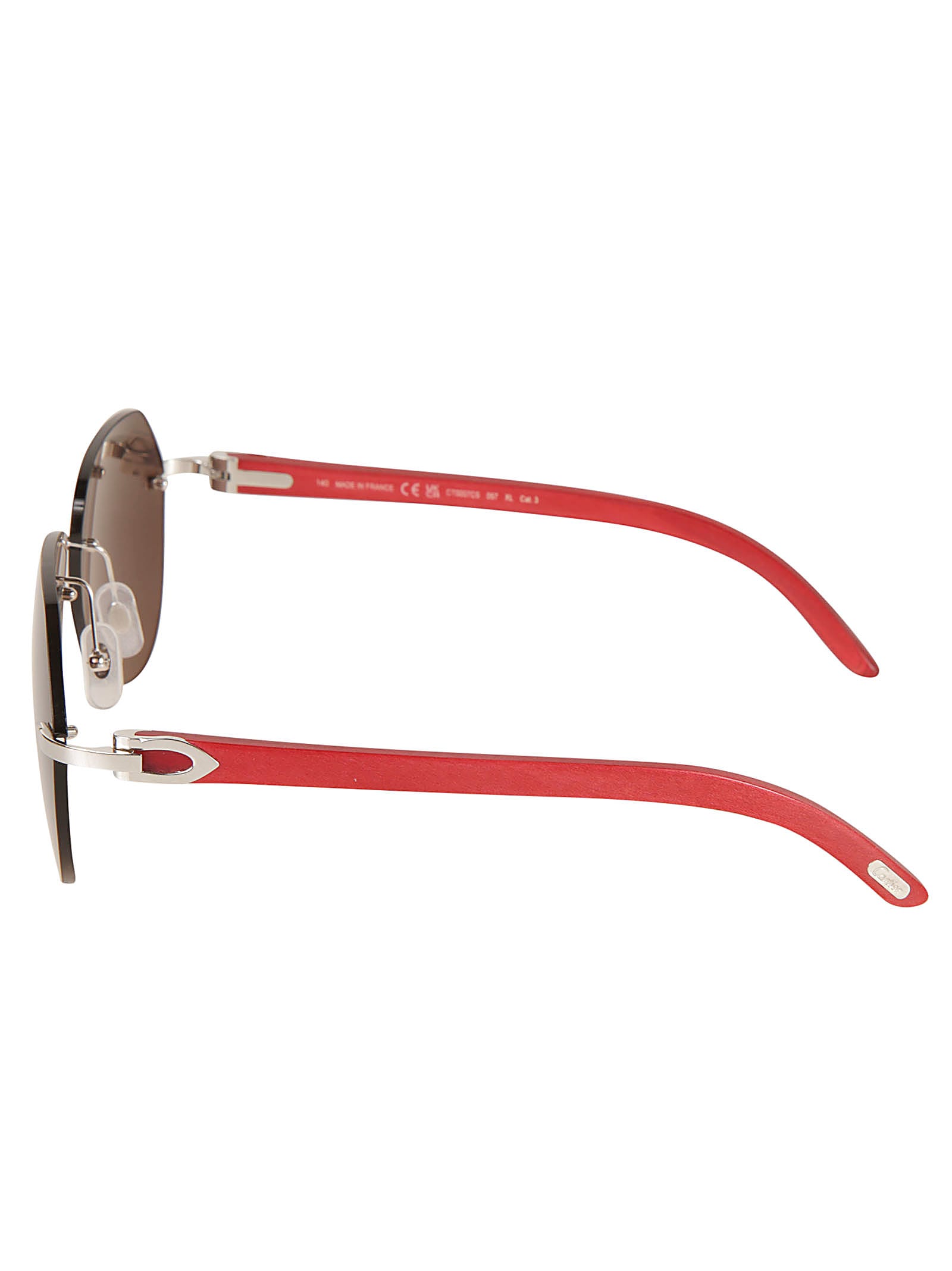 Shop Cartier Logo Rim-less Sunglasses In 057