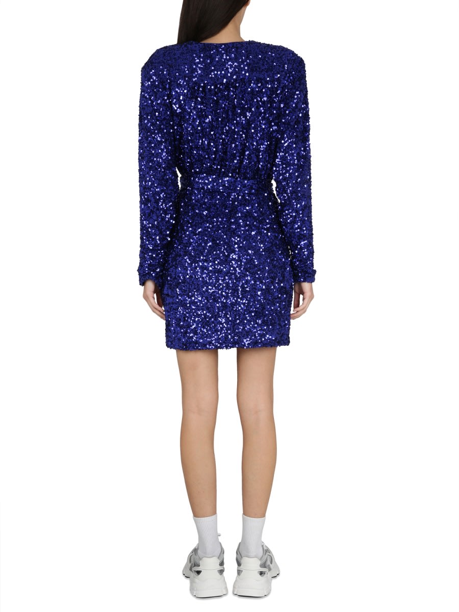 Shop Rotate Birger Christensen Sequined Dress In Blue