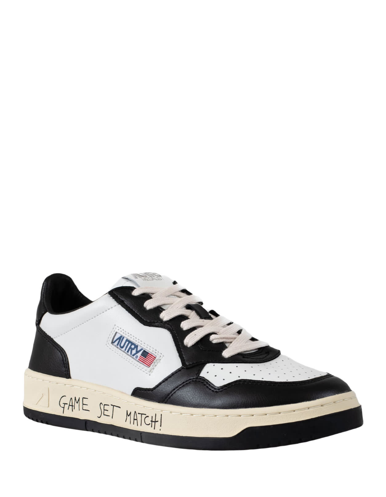 Shop Autry Black And White Leather Medalist Low Sneakers