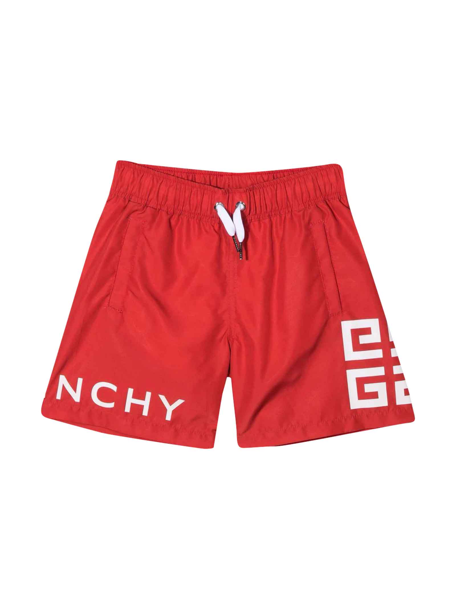 Givenchy Red Boy Swimsuit With Print