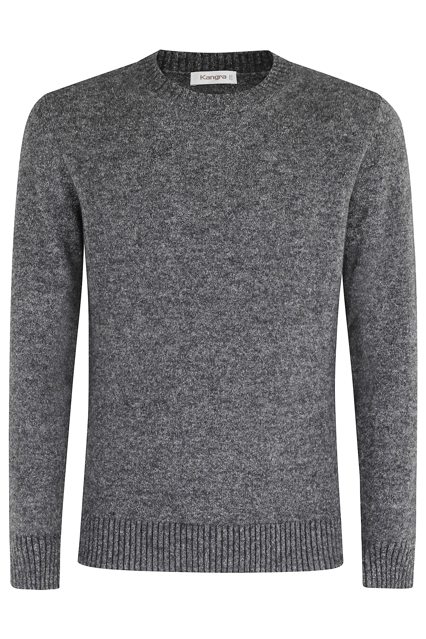 Kangra Cashmere Kangra Crew Neck Sweater With Textured Melange Finish In Gray