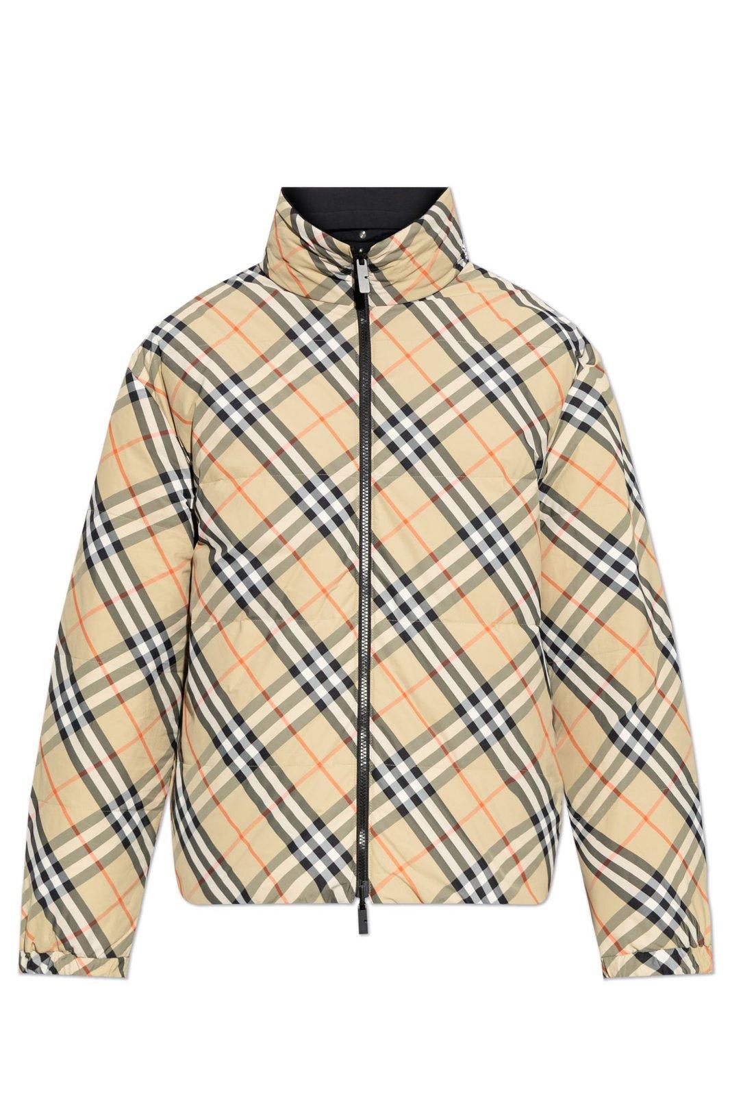 Shop Burberry Checked Zip-up Reversible Padded Jacket In Brown