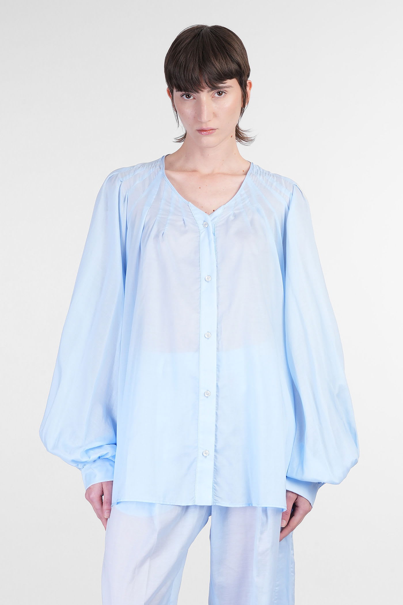 Biro Shirt In Cyan Cotton