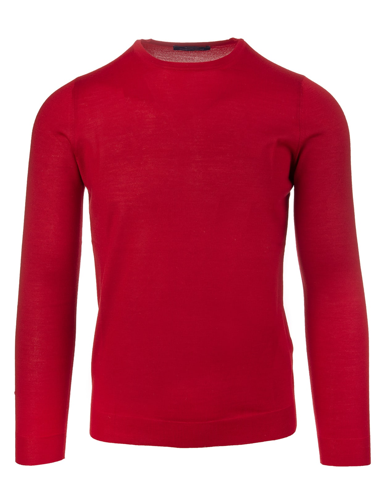 FEDELI FEDELI MAN ROUND NECK PULLOVER IN RED CASHMERE AND SILK
