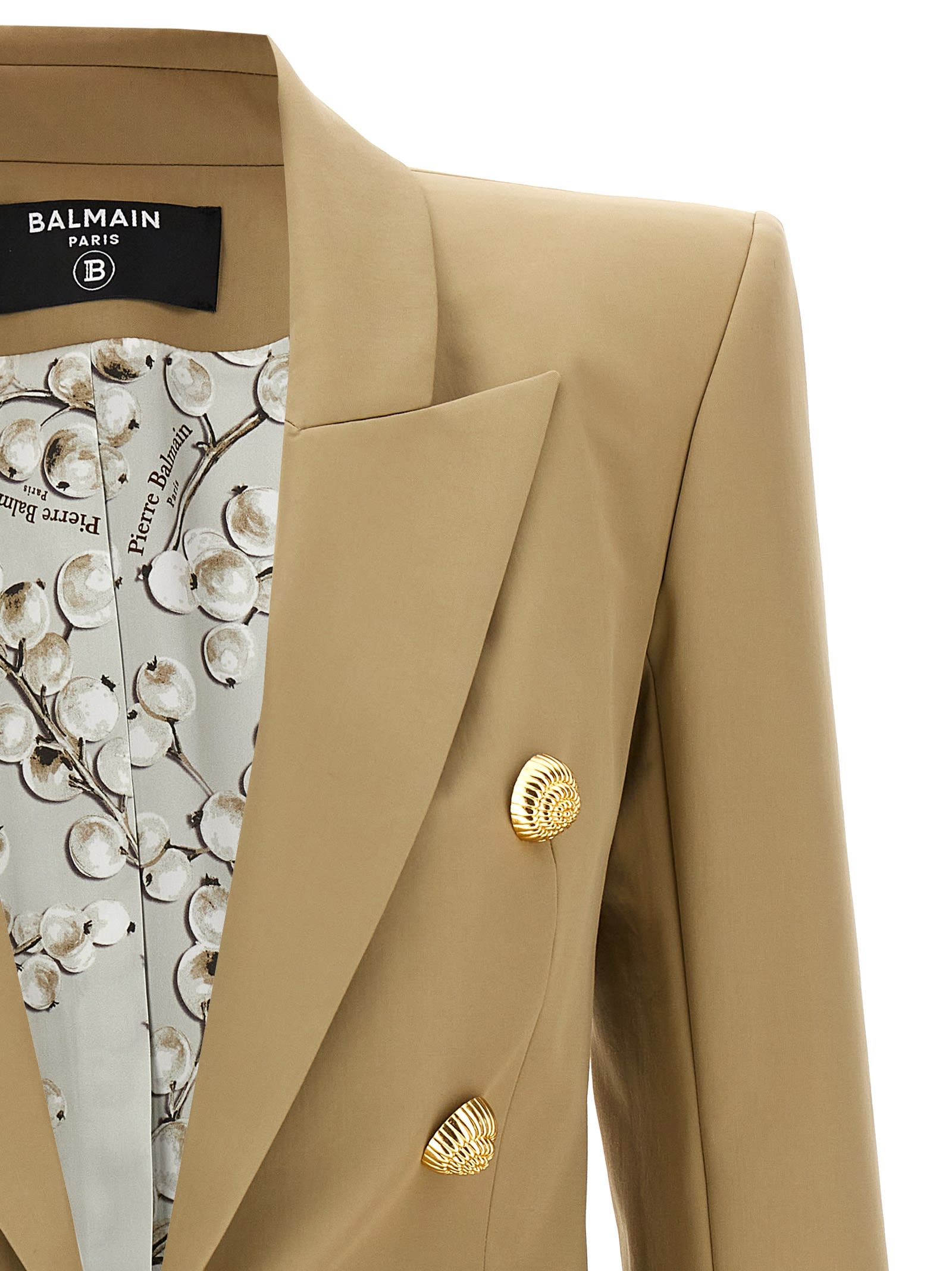 Shop Balmain Chiocciola Button Blazer In Beige