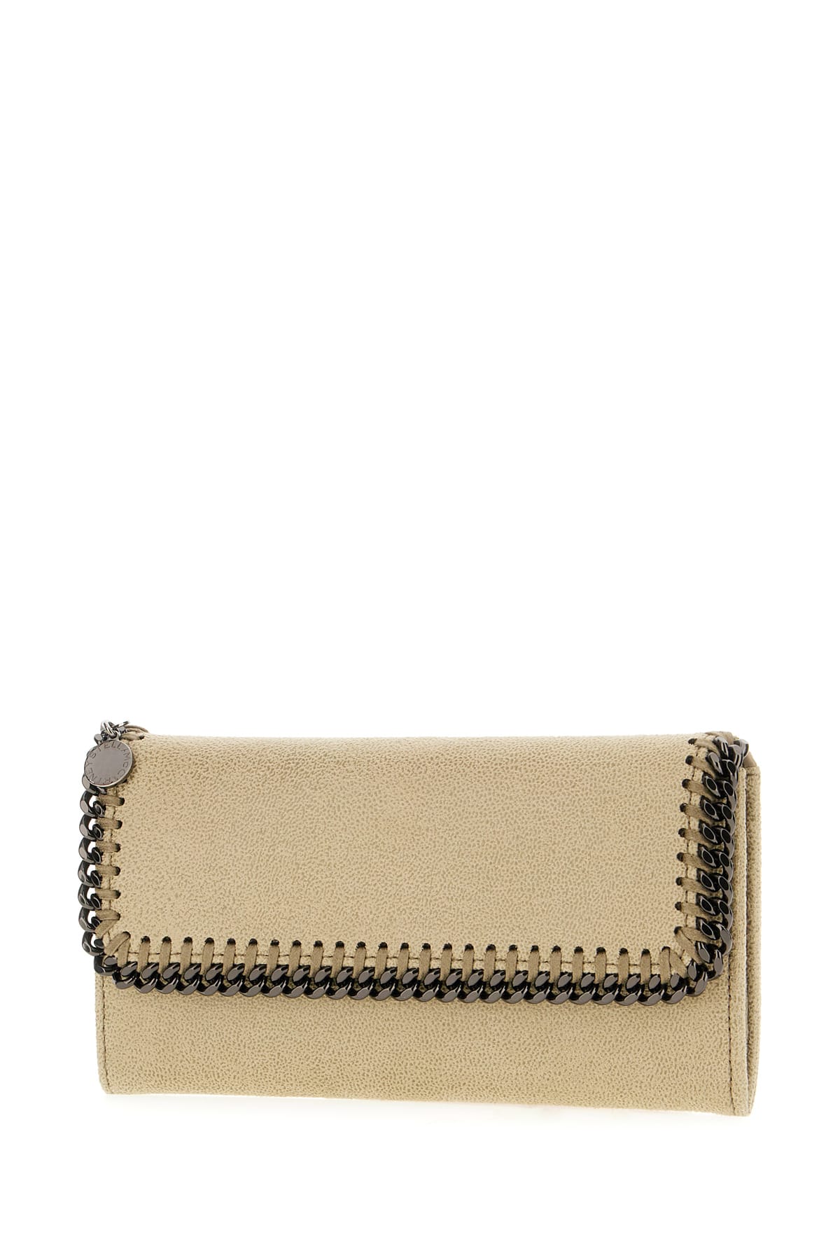 Stella Mccartney Falabella Flap Continental Wallet In Light Khaki
