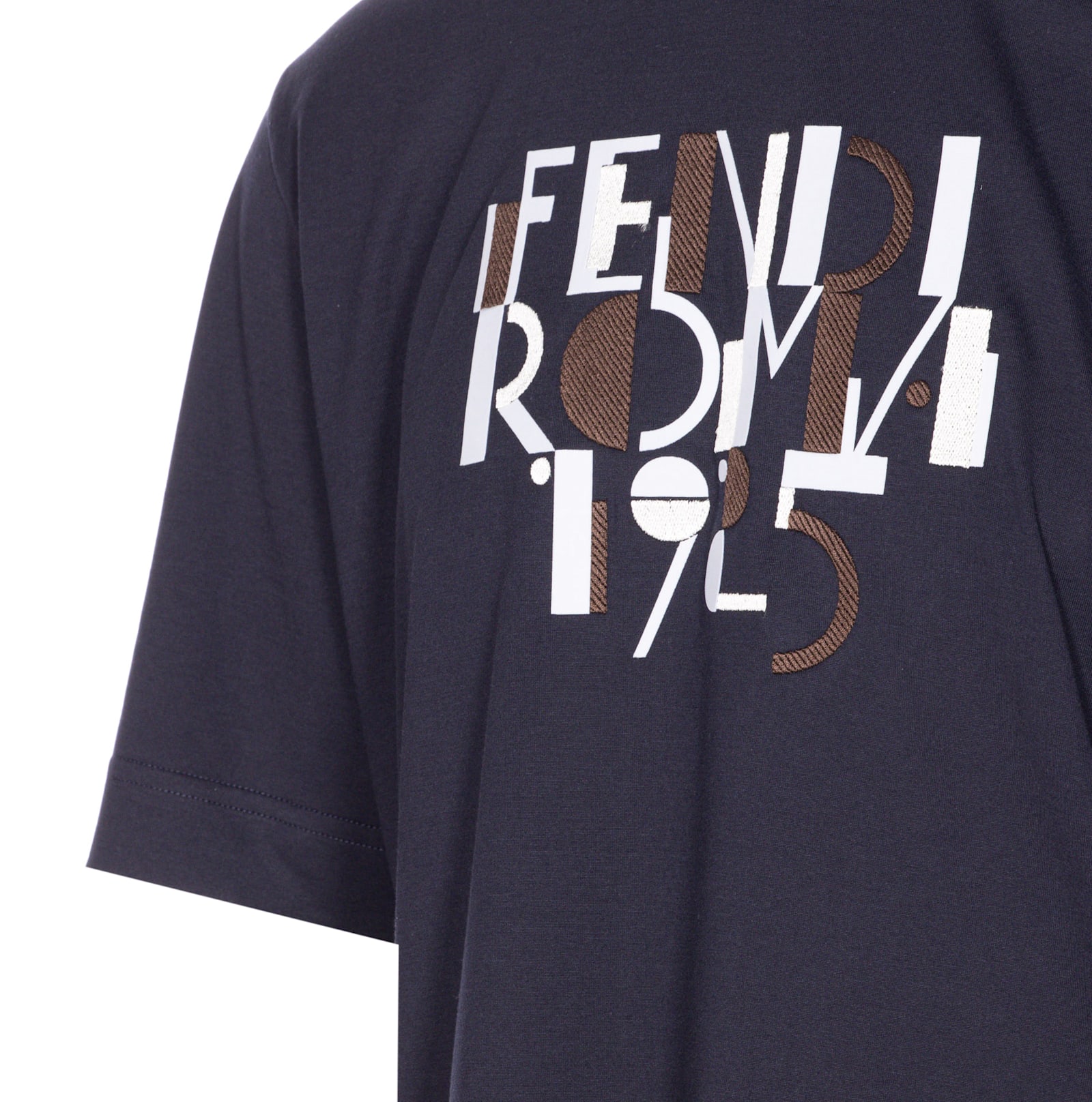 Fendi T-shirt Dark Blue Cotton T-shirt In Blue