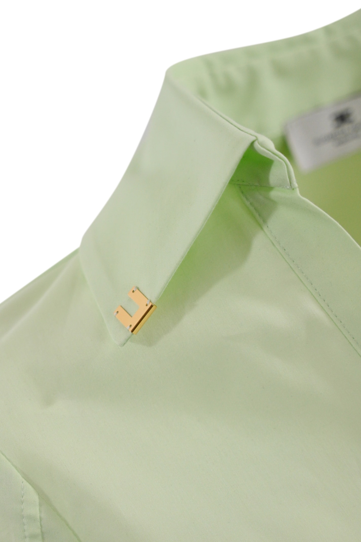 Elisabetta Franchi Satin Crop Shirt With Draping In Menta