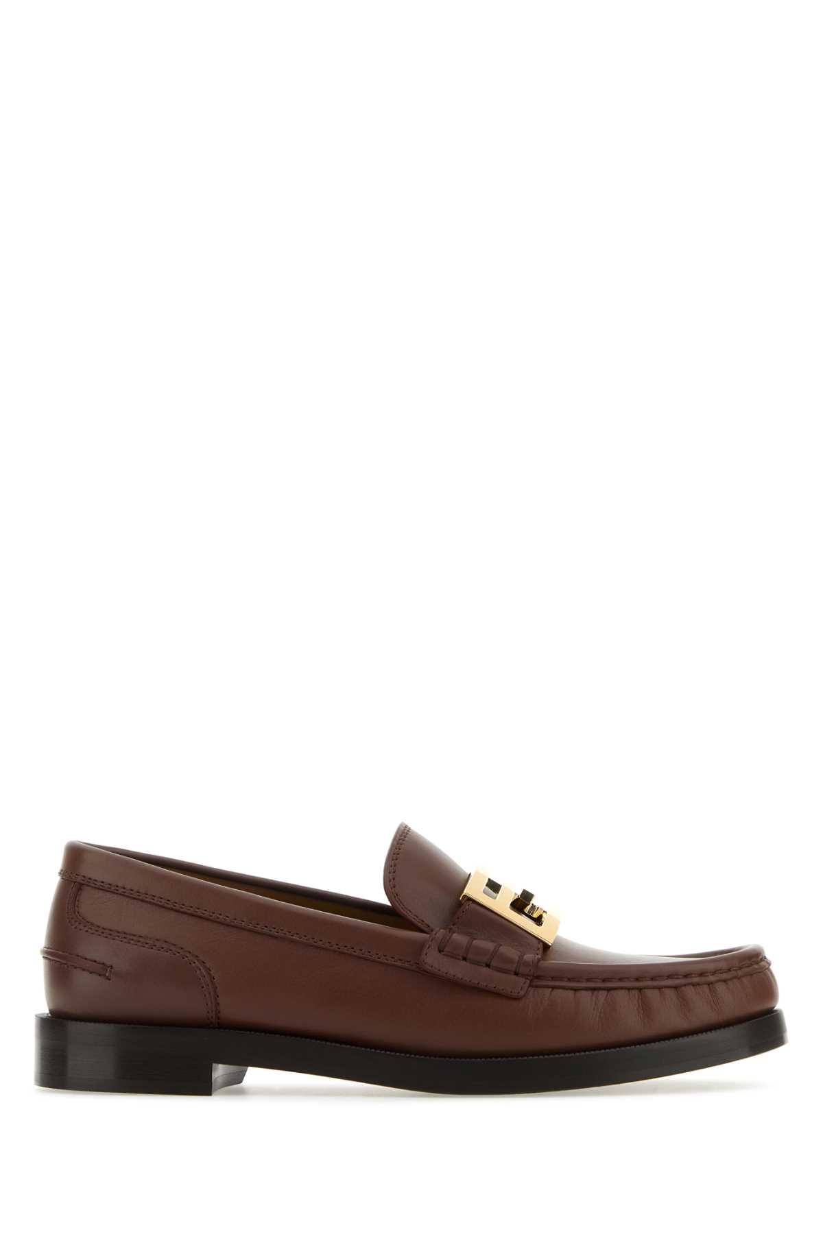 Fendi Brown Leather Baguette Loafers In Acorn