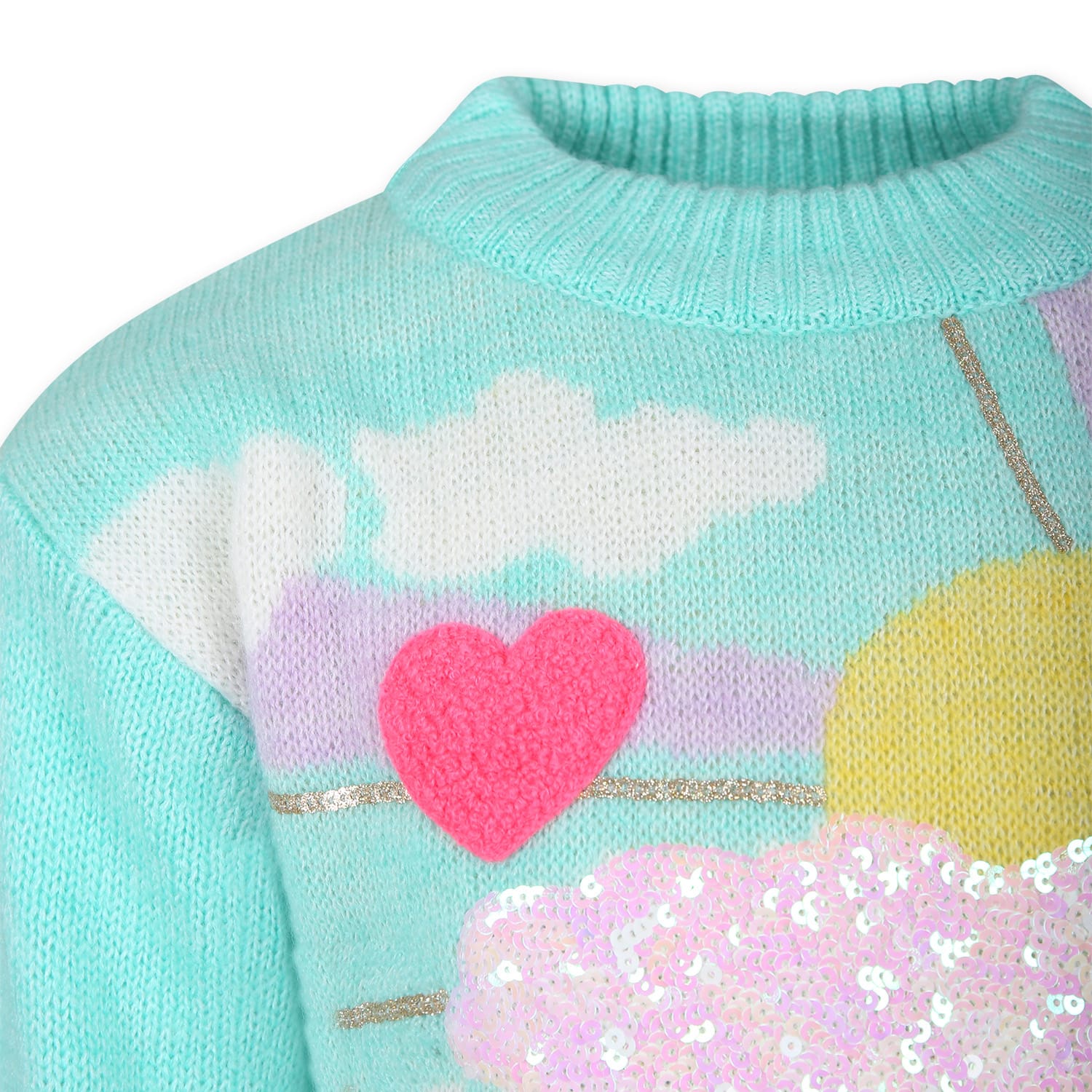 Billieblush Green Sweater For Girl With Hearts In Green