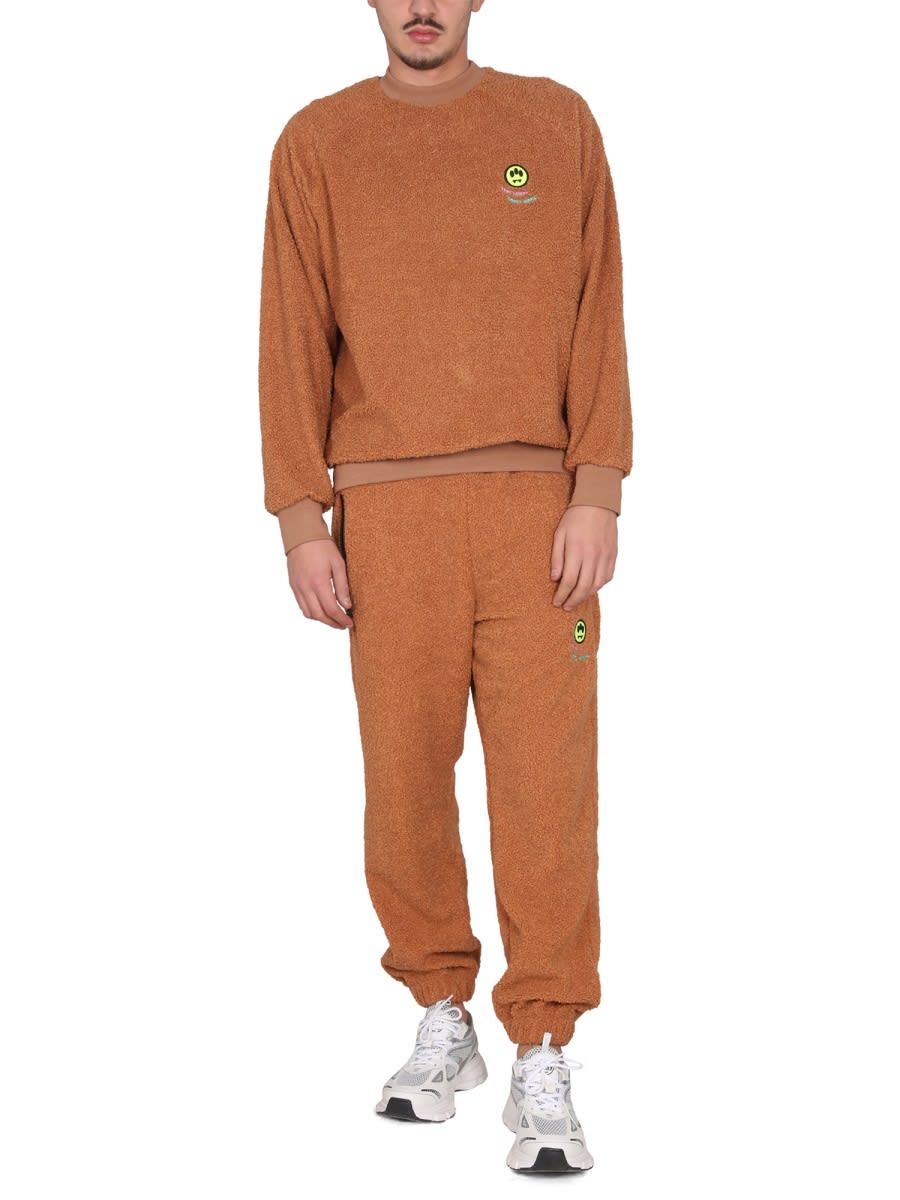 Barrow Textured Fabric Jogging Pants With Elastic Waistband In Orange