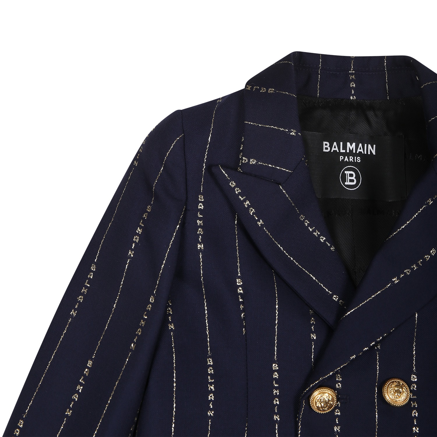 Shop Balmain Elegant Blue Suit For Baby Boy With Golden Logo In Blu/oro