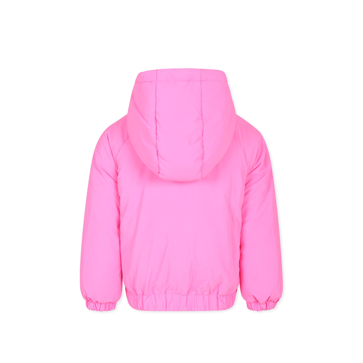 Billieblush Fuchsia Down Jacket For Girl With Hearts In Fuchsia