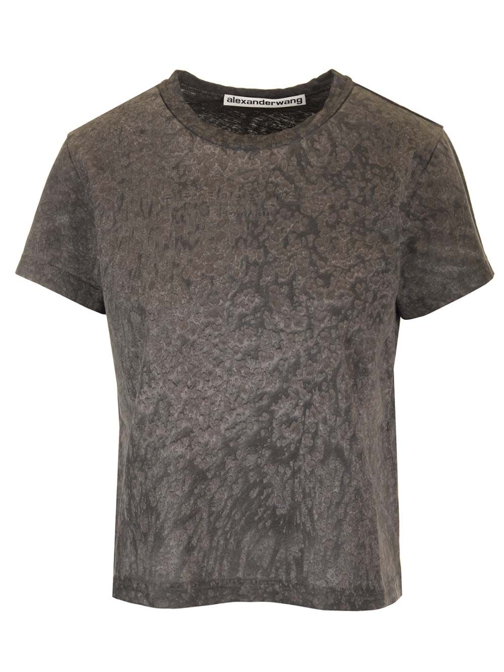 Shop Alexander Wang Embossed Logo T-shirt In Grey