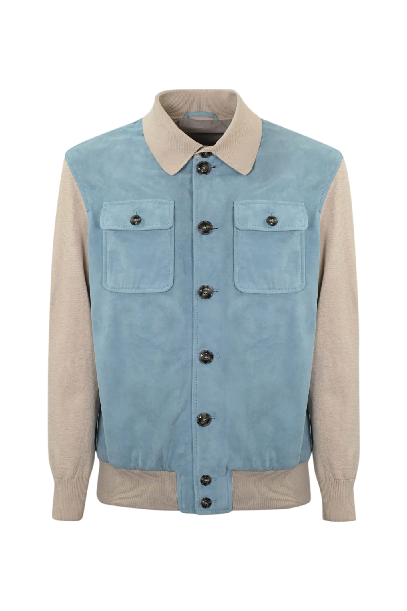 Truman Jacket In Light Blue Leather And Ice Mesh
