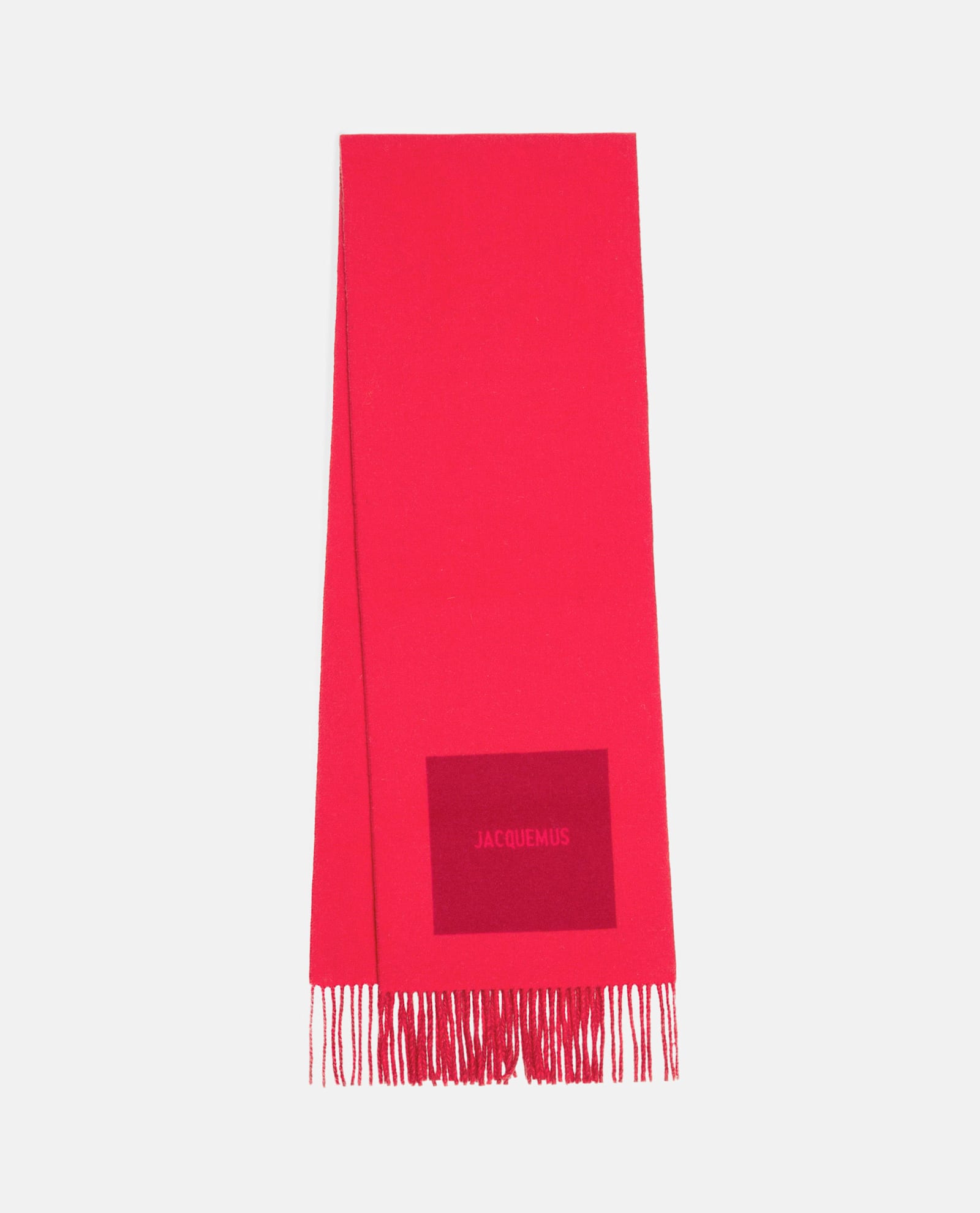 Shop Jacquemus Rond Carre Wool Scarf In Red