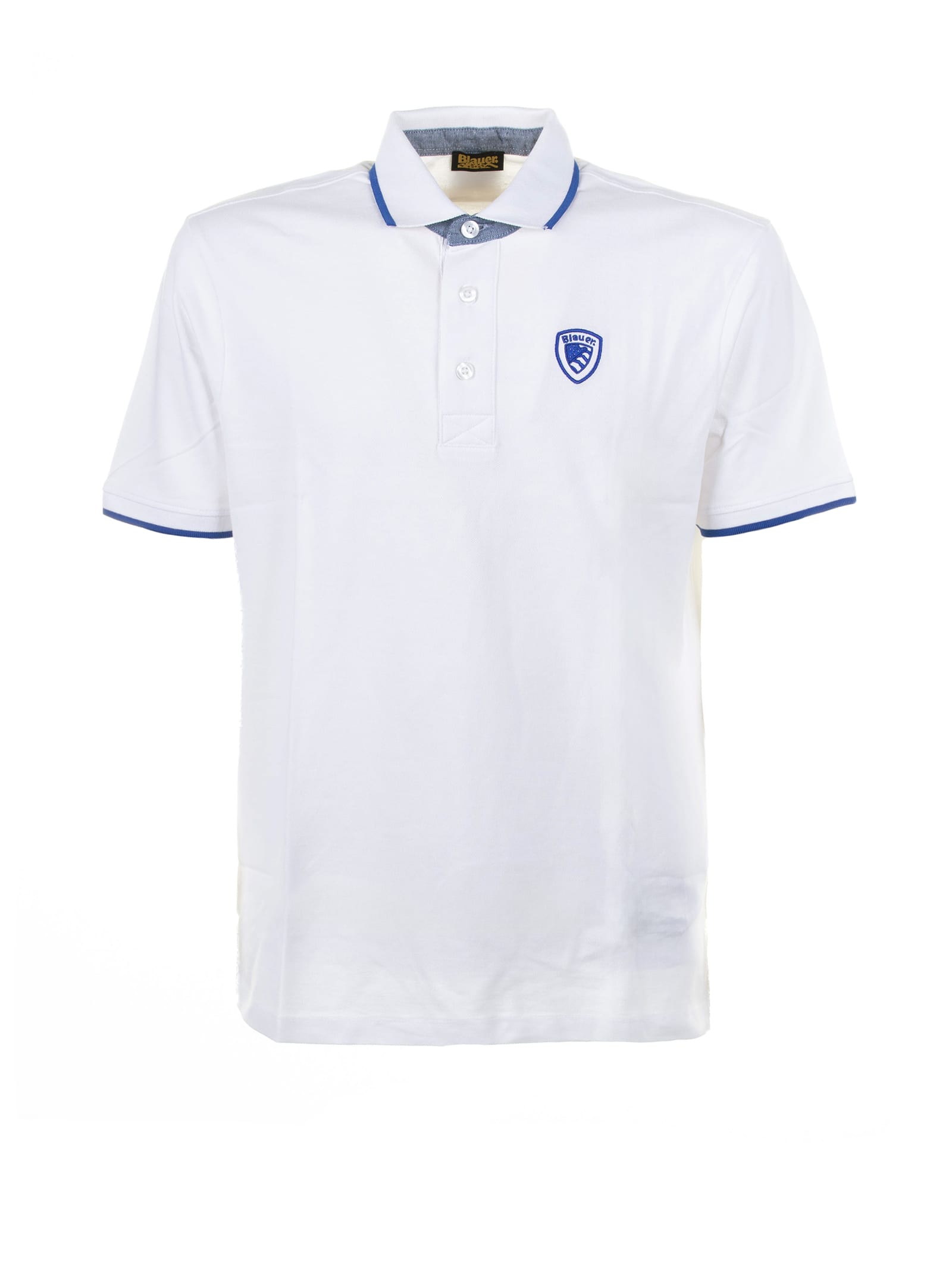 White Short-sleeved Polo Shirt With Inserts