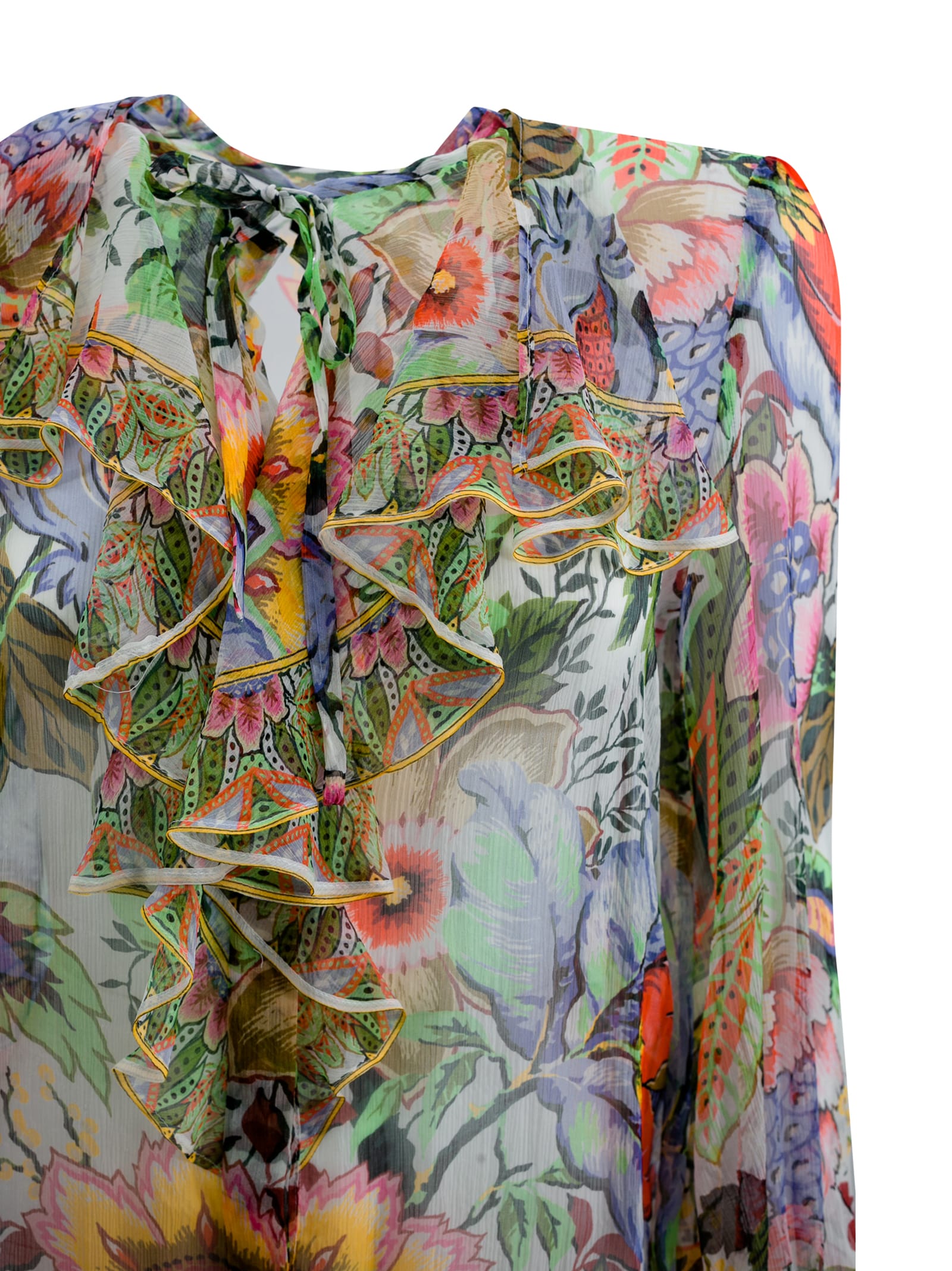 Shop Etro Printer Silk Shirt With Rouching In Fantasia