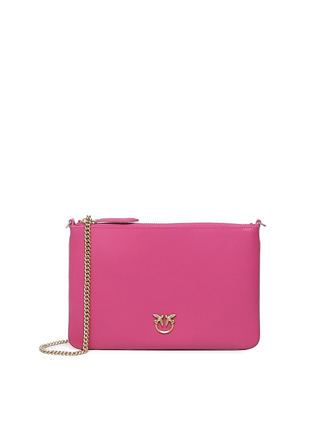 Pinko Flat Pouch Crossbody Bag In Pink -antique Gold