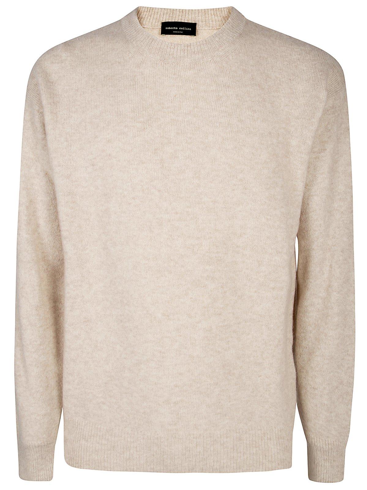 Shop Roberto Collina Crewneck Knit Sweater In Beige