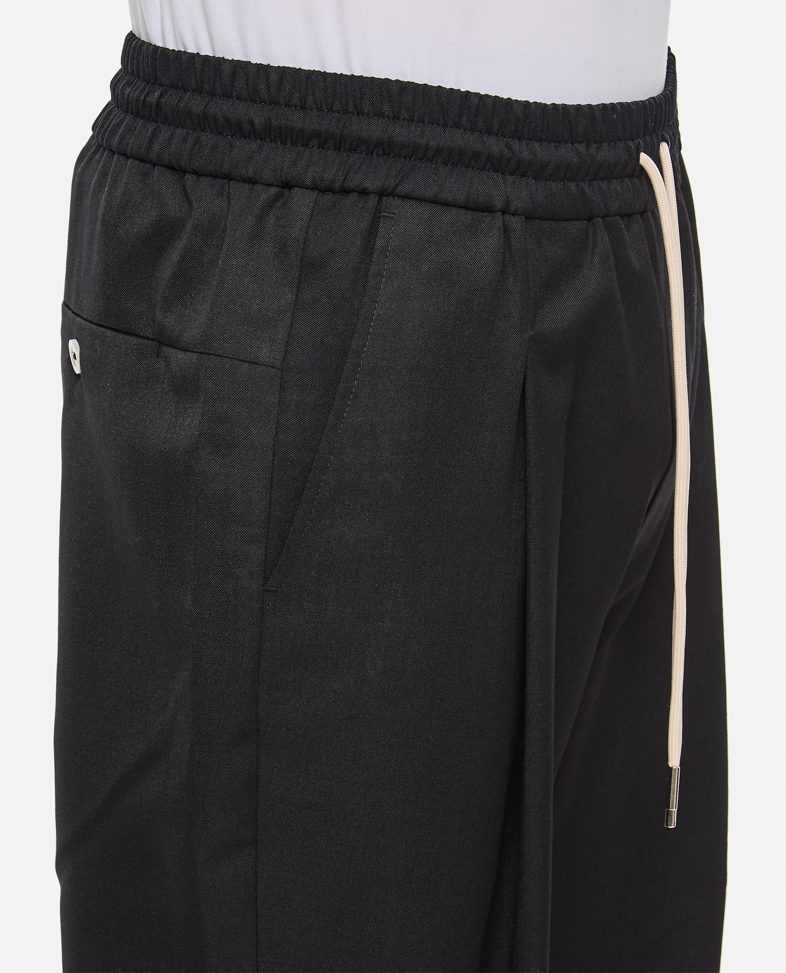 Drôle De Monsieur Tailored Cropped Pants With Drawstring Waist And Pence Pockets In Black