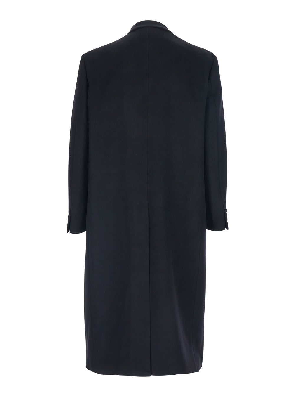 Tonywack Black Double-breasted Coat With Classic Lapels In Wool Blend Man In Black