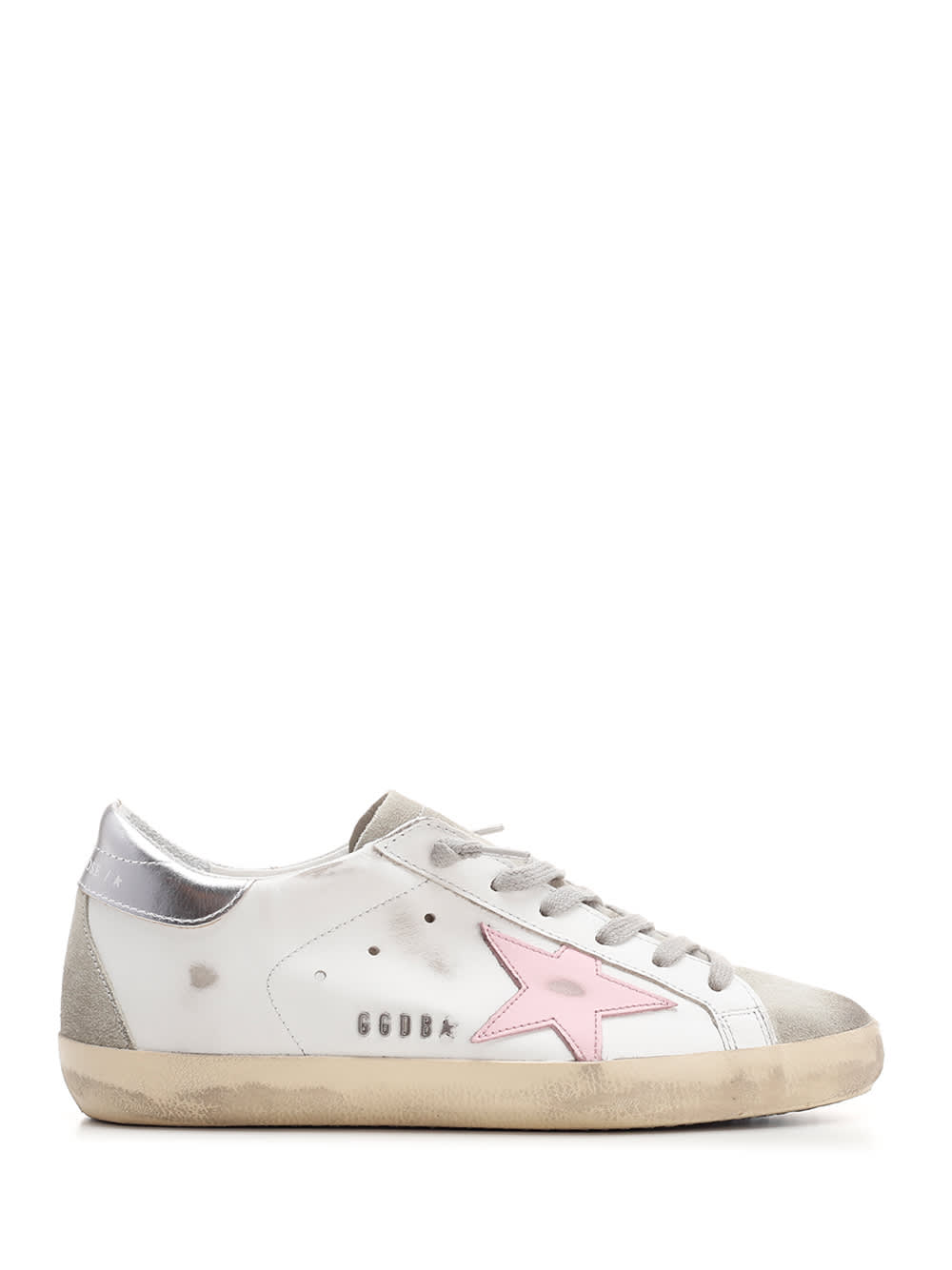 Shop Golden Goose Superstar Sneakers With Pink Star In White