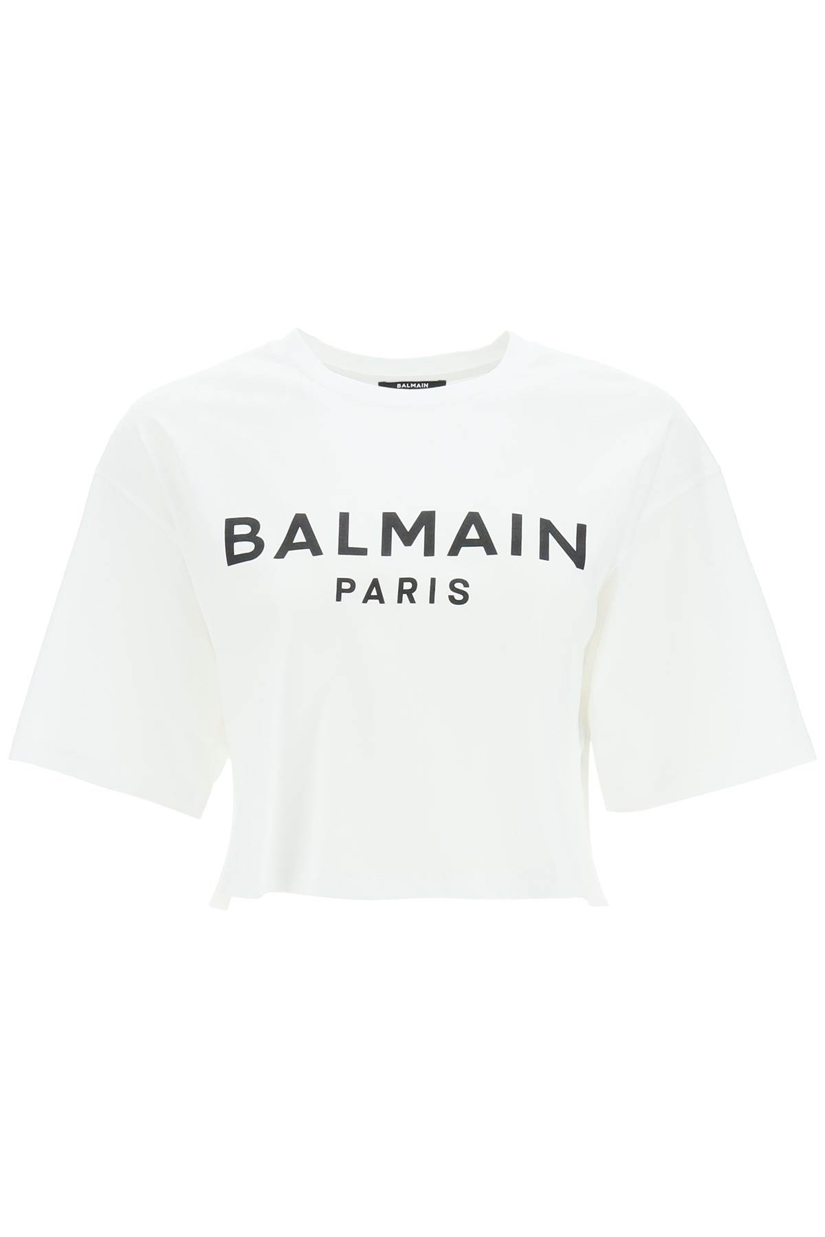 Shop Balmain Logo Print Boxy T-shirt In Blanc Noir (white)