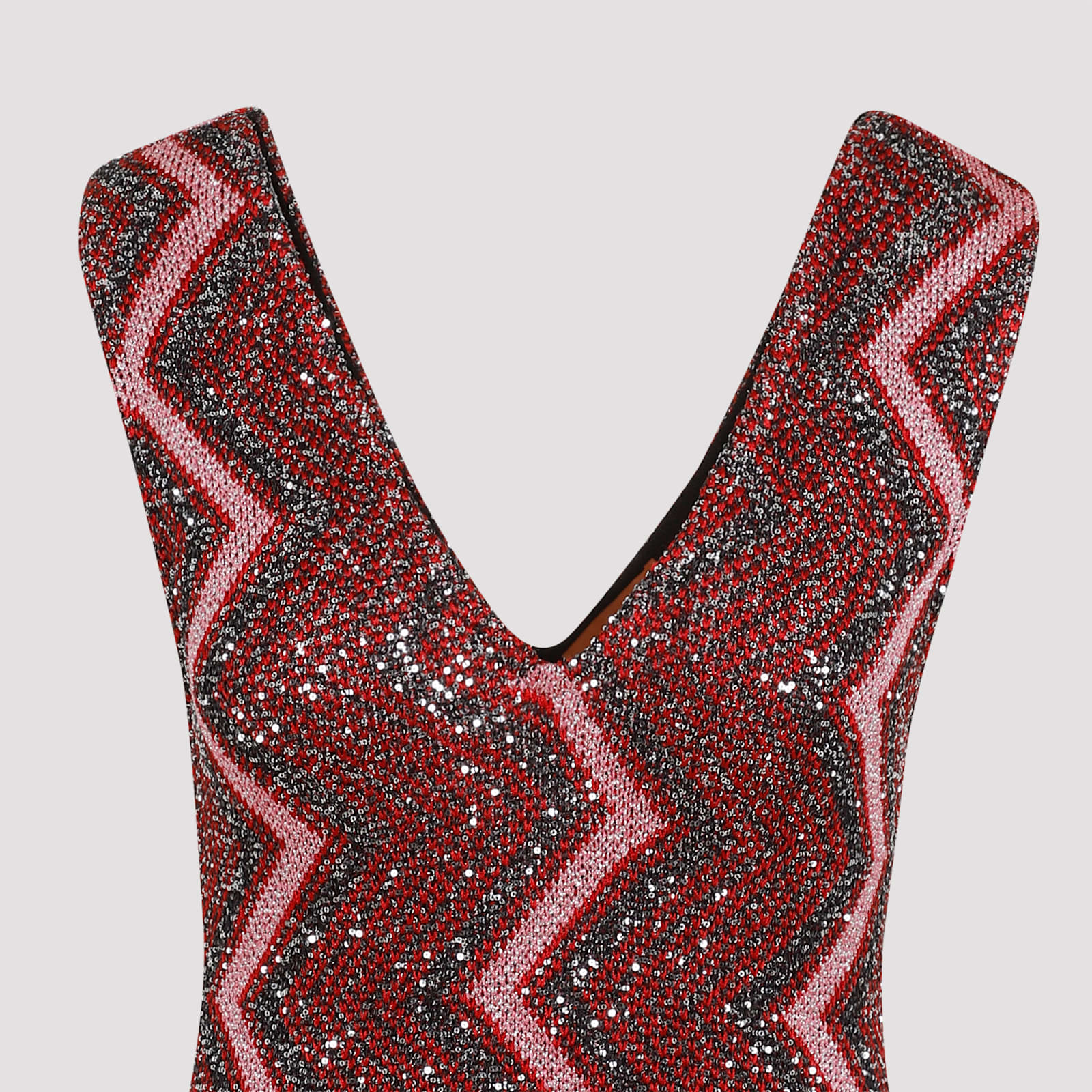 Shop Missoni Sleeveless Long Dress In Red/rose/blk