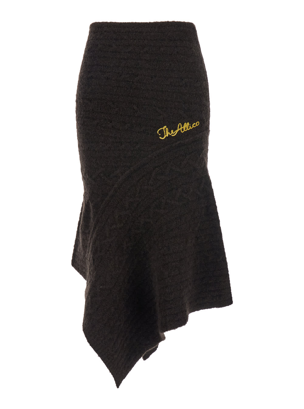 Cable Wool Mix Knit Midi Skirt