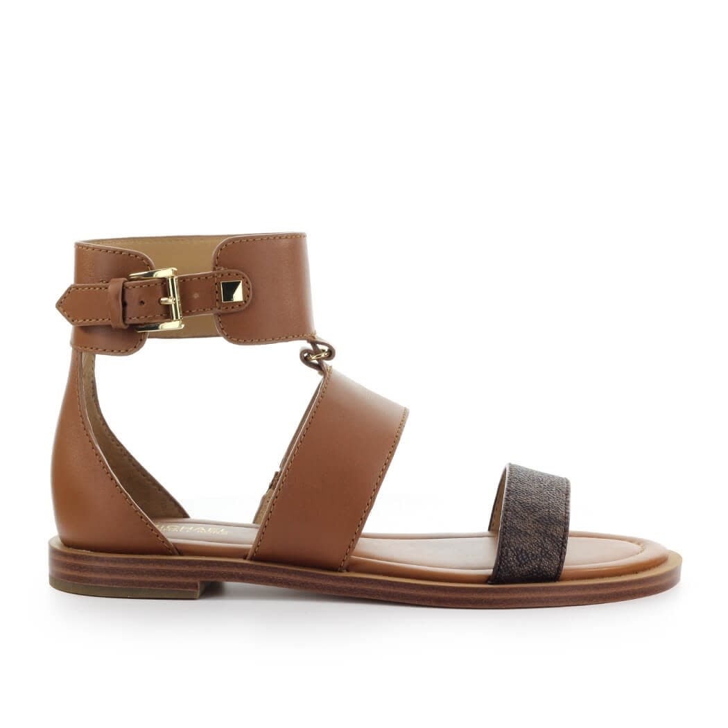 Buy Michael Kors Amos Light Brown Flat Sandal online, shop Michael Kors shoes with free shipping