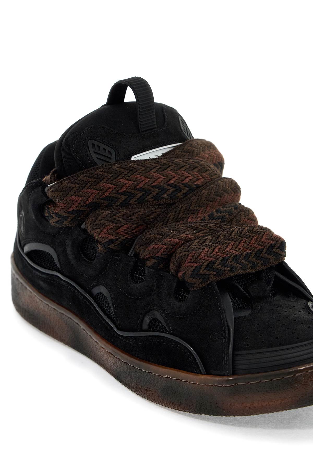 Shop Lanvin Curb Sneakers In Marron Foncé/marron (black)