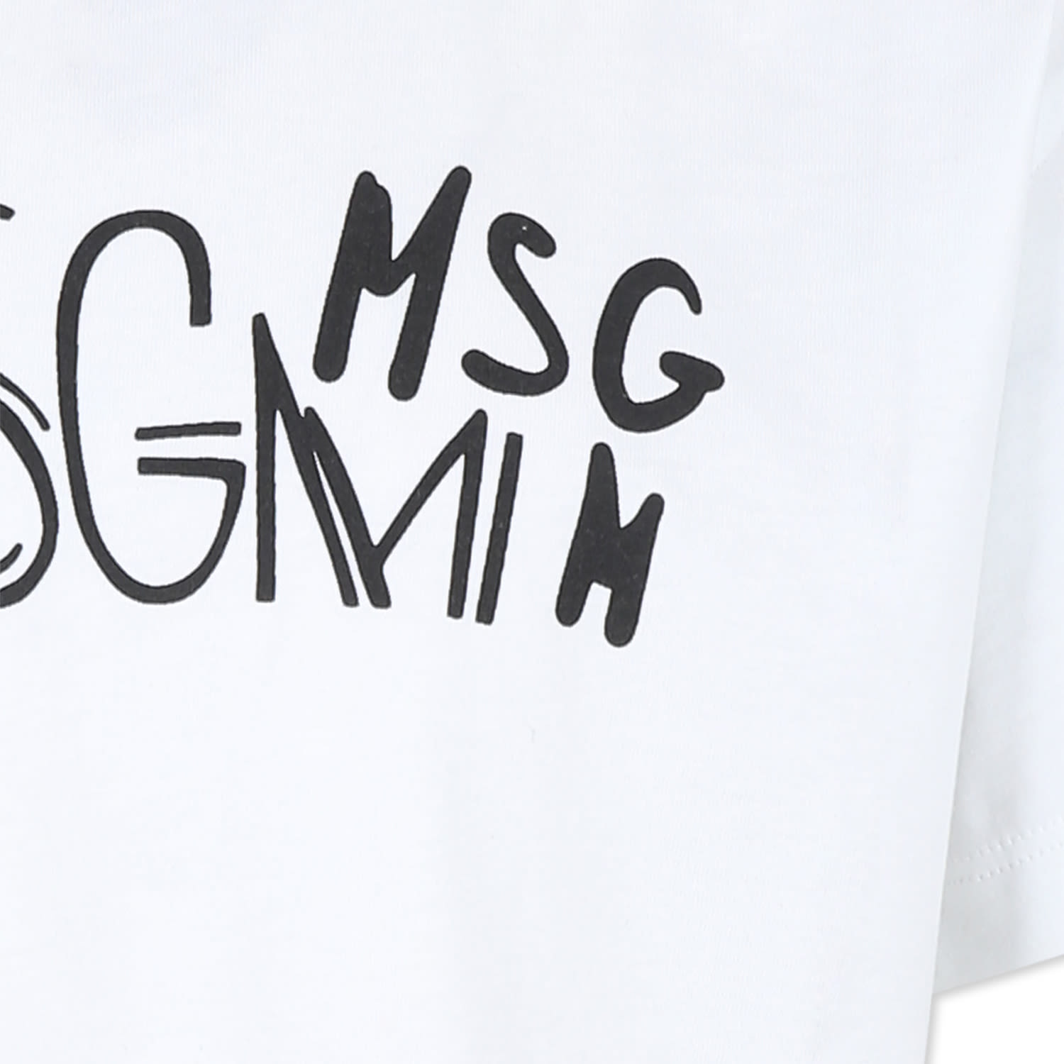 MSGM WHITE T-SHIRT FOR BOY WITH LOGO 