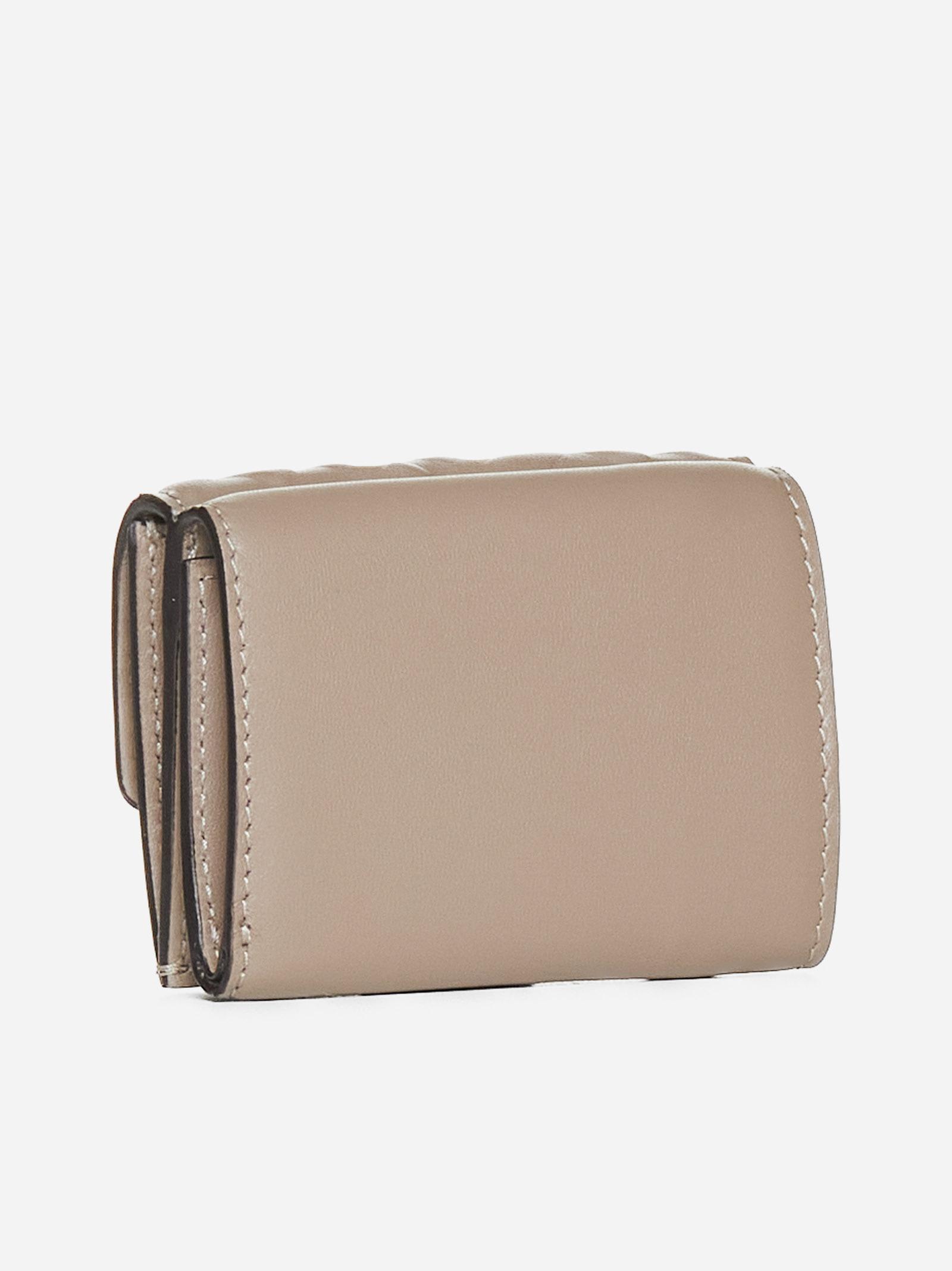 Shop Fendi Ff Leather Micro Trifold Wallet In Dove Grey