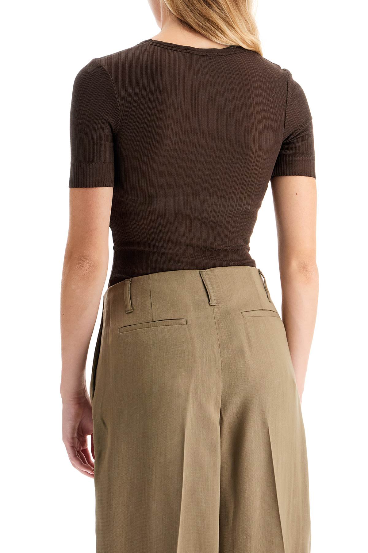 Shop Lemaire Short-sleeved Lightweight Knit Body For Men In Dark Chocolate (brown)