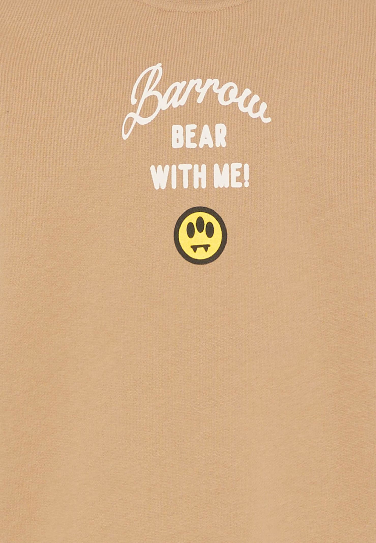 Barrow Beige Sweatshirt For Girl With Bear In Gold