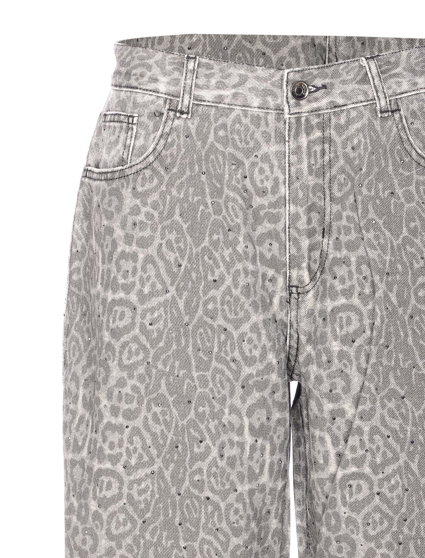 Liu •jo Animal Print Jeans With Pockets And Strass In Brown