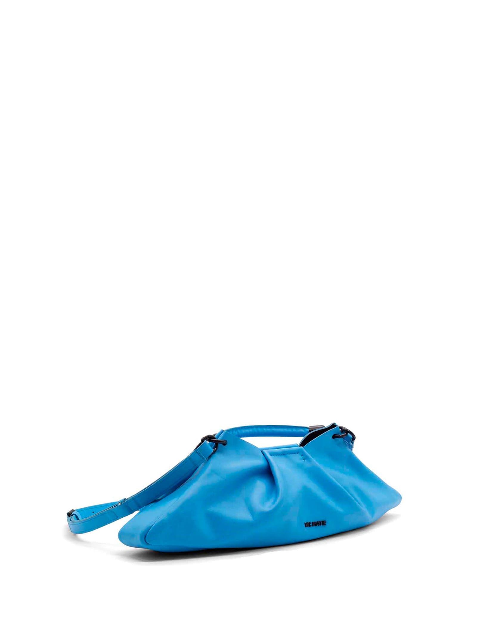 Shop Vic Matie Light Blue Leather Clutch Bag With Shoulder Strap In Sea Blue