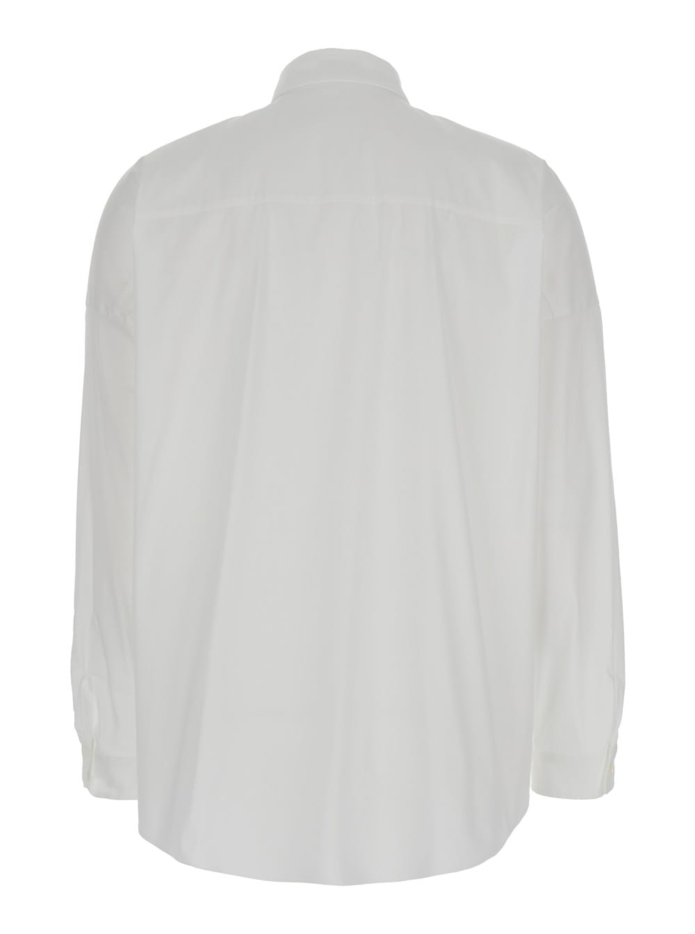 Shop Brunello Cucinelli Oversized White Shirt With Monile Detail In Cotton Blend Woman